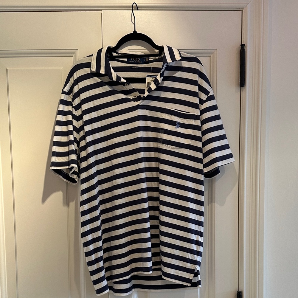 Polo by Ralph Lauren Black and White Striped Men's Polo Shirt
